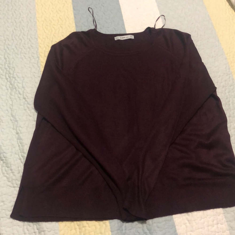 Zara Knit Lightweight Burgundy Sweater